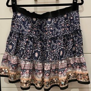 Free People Patterned High Wasted Skirt with Sequence Detail Size S